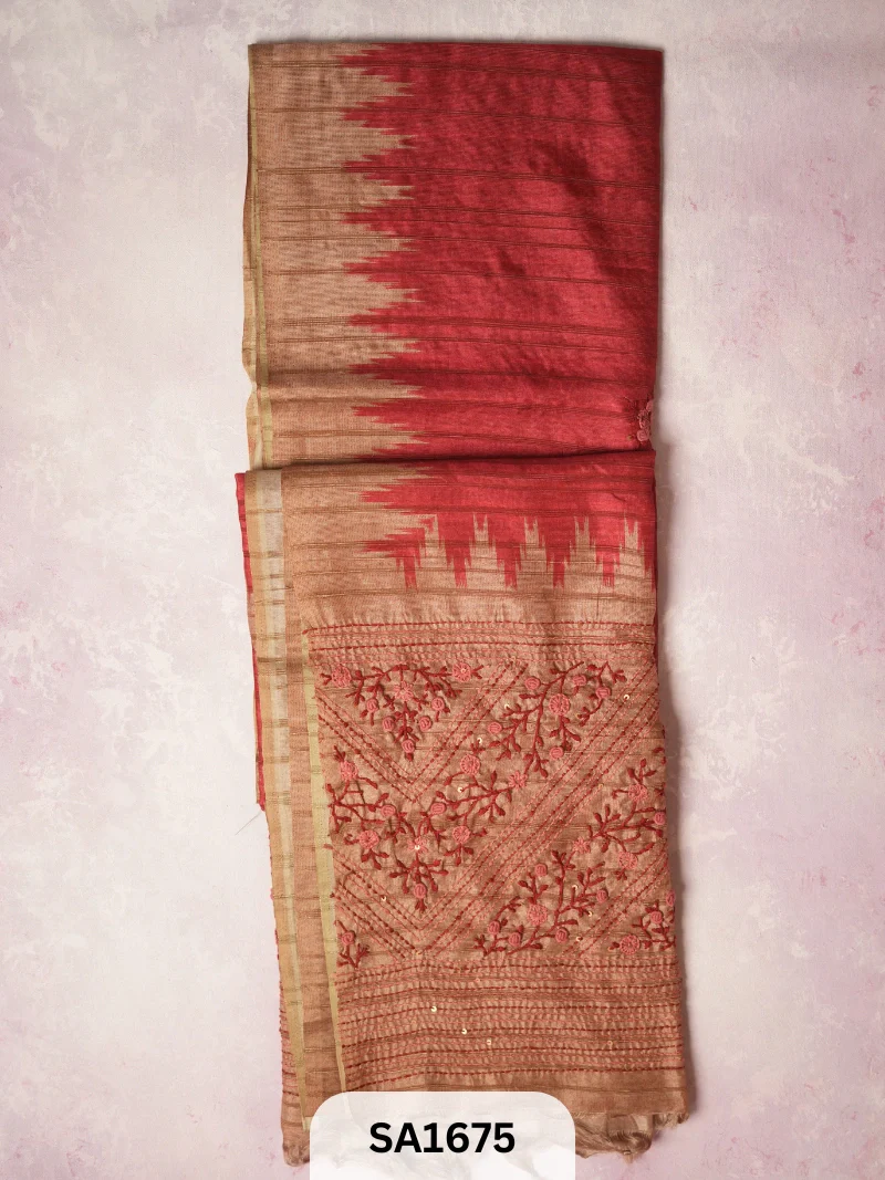 SEMI TUSSAR HAND EMBROIDERY