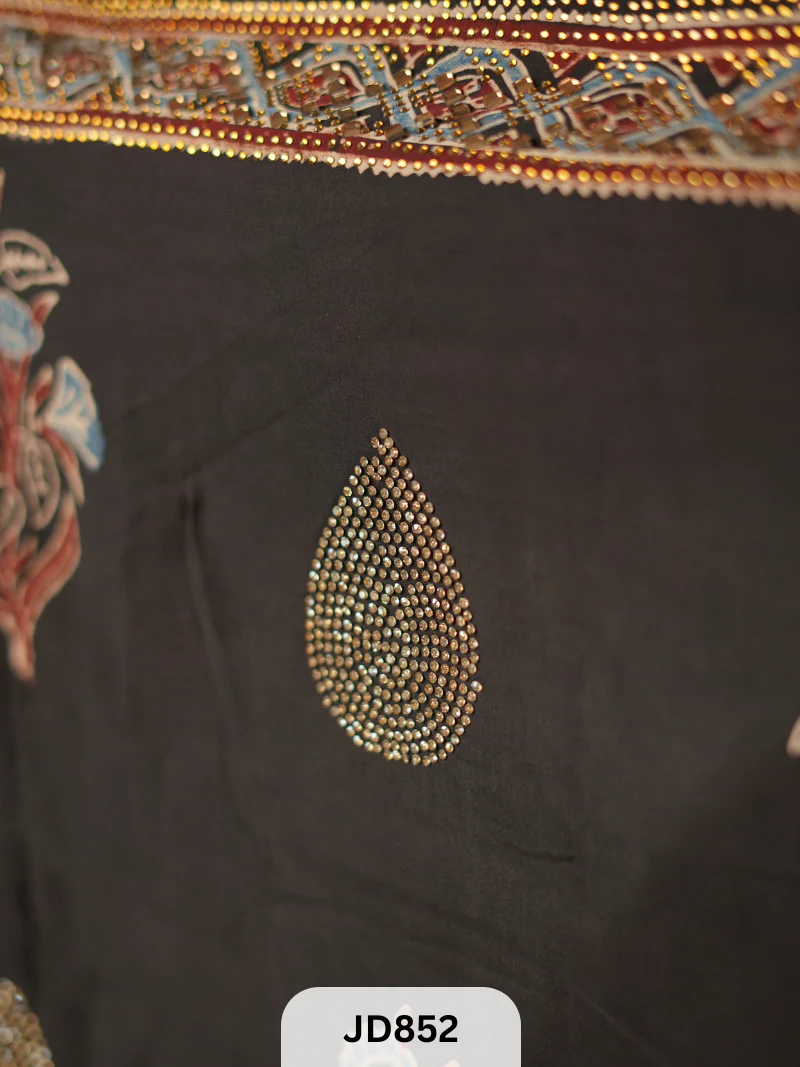 AJRAKH MODAL SILK DESIGNER SAREE - HAND WORK - Image 3