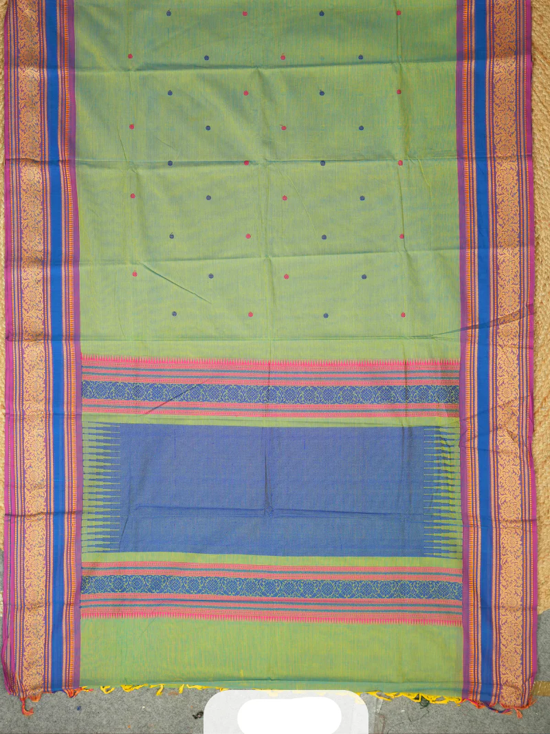 Chettinad Cotton Saree with Peacock Border