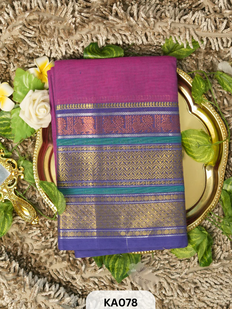 Chettinad cotton saree with Zari Border