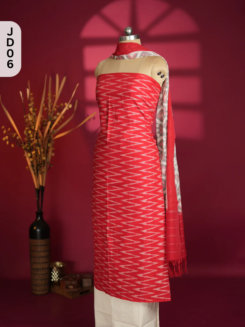 Double Ikkat Cotton with Mercerised Cotton Dupatta - Image 3