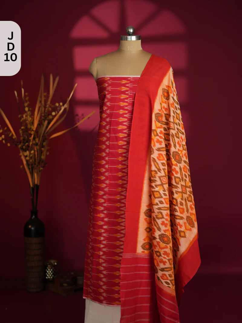 Double Ikkat Cotton with Mercerised Cotton Dupatta