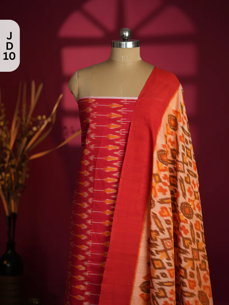 Double Ikkat Cotton with Mercerised Cotton Dupatta - Image 2