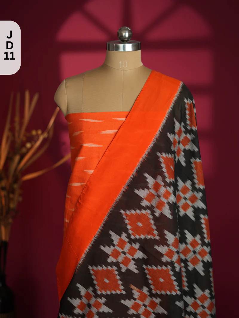 Double Ikkat Cotton with Mercerised Cotton Dupatta - Image 2