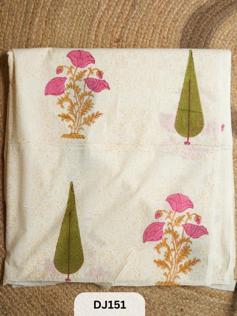 Pure Handblock Natural Dye JAIPUR COTTON FABRIC - 1 MTR
