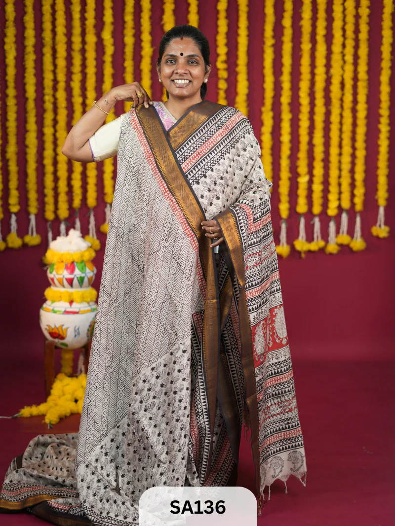 Kalamkari Chennuri Silk saree - Image 3