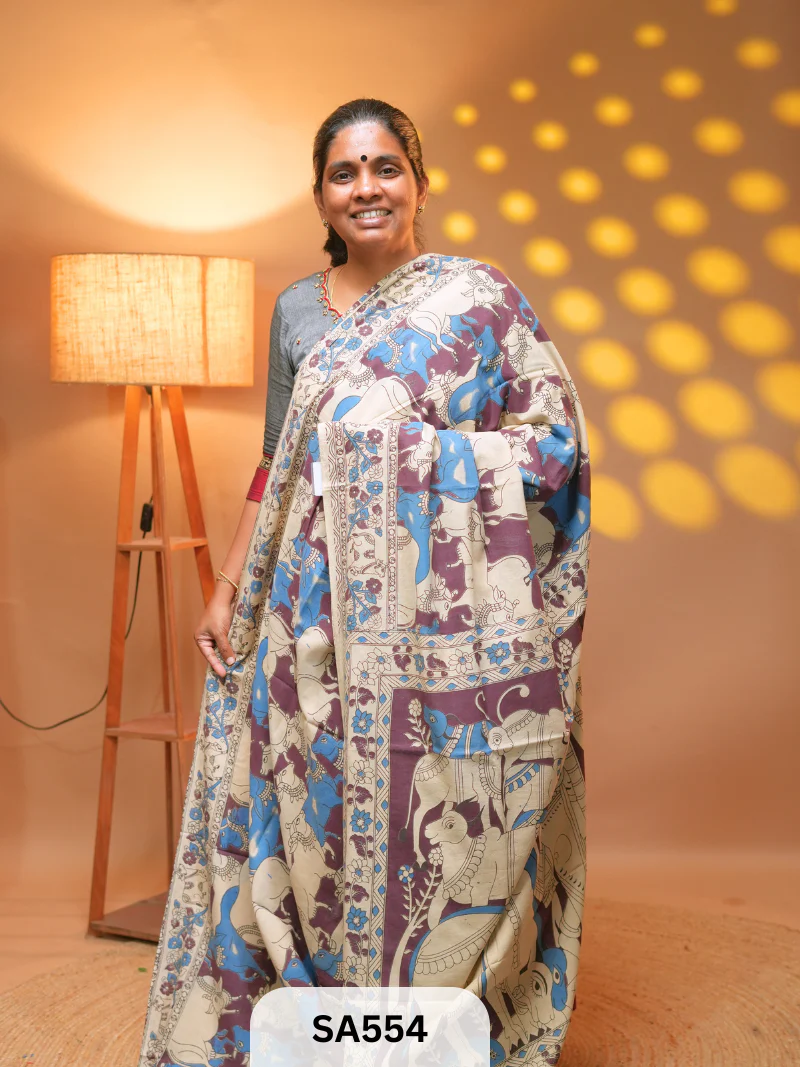 KALAMKARI MALMAL COTTON SAREE