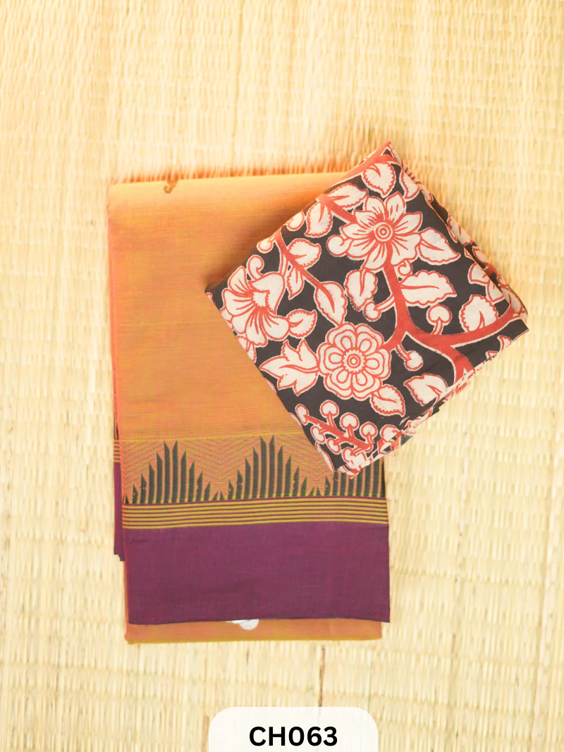 Karaikudi Special Sarees With Kalamkari Blouse