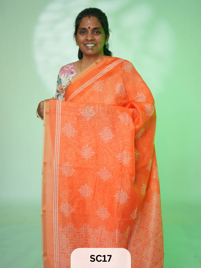 KOLLAM PRINT LINEN COTTON SAREE - Image 2