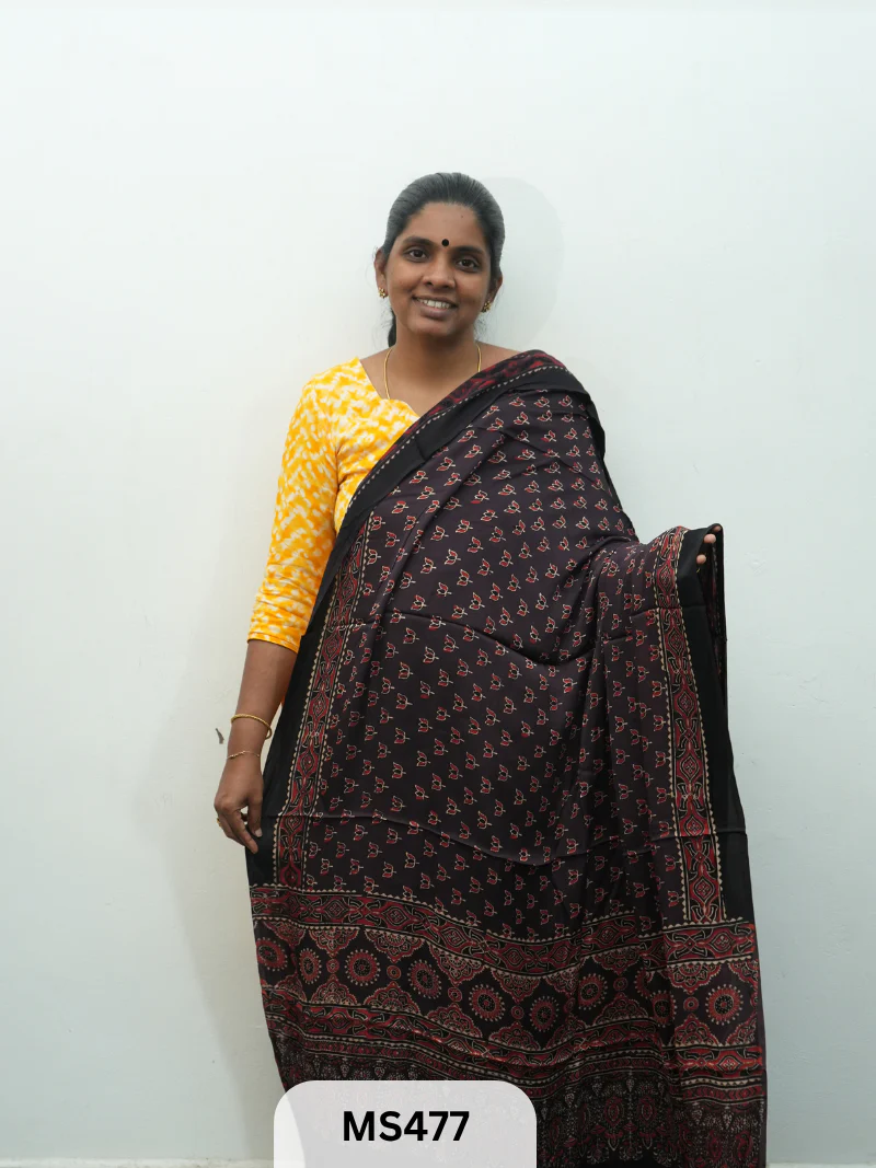 Modal Silk Dupatta with Ajrakh Print