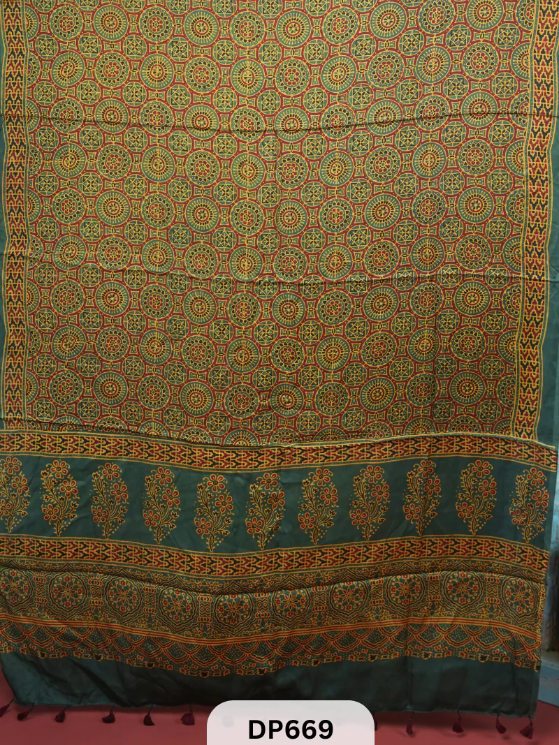 MODAL SILK DUPATTA WITH AJRAKH PRINT