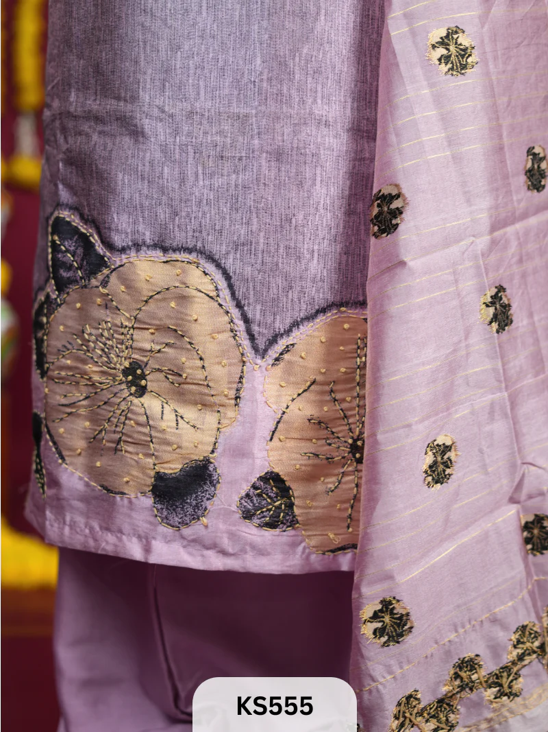 JAMDANI WEAVE SILK HANDWORK SALWAR - Image 3