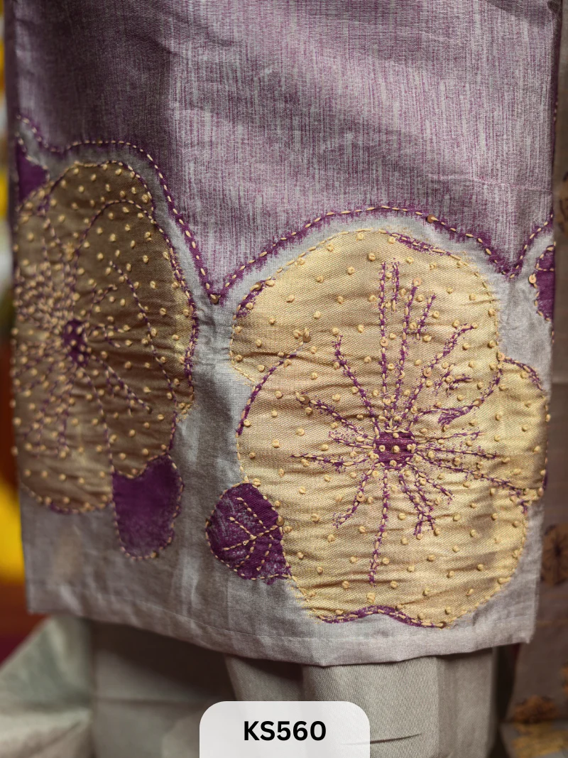 JAMDANI WEAVE SILK HANDWORK SALWAR - Image 3