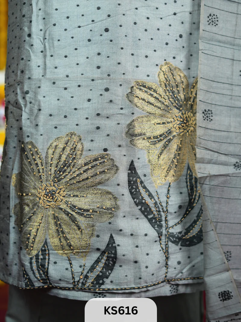 JAMDANI WEAVE SILK HANDWORK SALWAR - Image 3