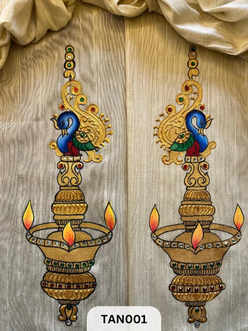 PURE DUPION SILK - 1 MTR |HAND WORK PAINTED |PROPER TANJORE - Image 2